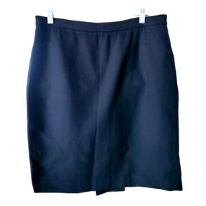 Ann Taylor LOFT Black Ponte Knit Back Pleat Straight Pencil Skirt Sz 12